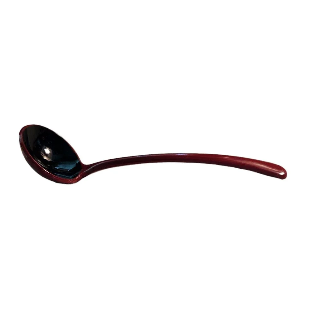 Set of 5 Japanese Sugar Spoons Vermilion and Black Plastic 4 1/2